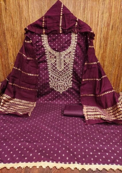 Bliss Flair Heavy Designer Chanderi Silk Dress Material with Dupatta Kodding Embroidery Leading Surat Based Dress Material Companies Color Set Matching Dress Material Wholesale