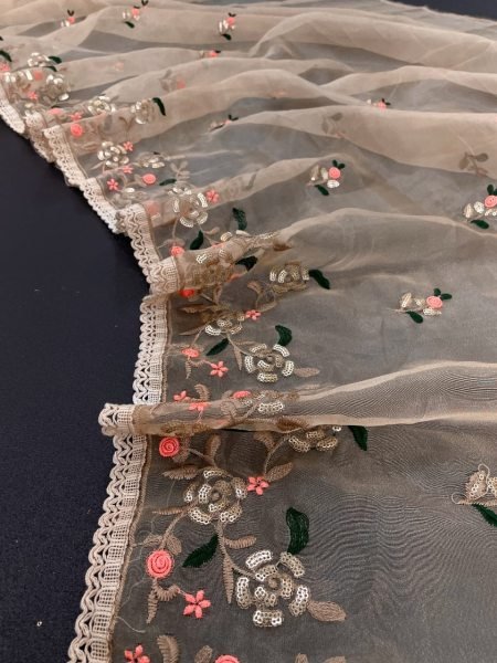 BlockBuster Design Organza Saree With Embroidery Work  Organza Sarees Wholesale