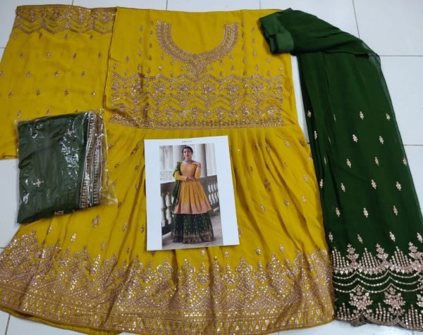  Blooming Georgatte With Embriodery Siquance work Plazzo Suit Designer Plazzo Salwar Suits Wholesale