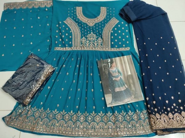  Blooming Georgatte With Embriodery Siquance work Plazzo Suit Designer Plazzo Salwar Suits Wholesale
