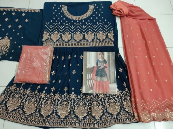  Blooming Georgatte With Embriodery Siquance work Plazzo Suit Designer Plazzo Salwar Suits Wholesale