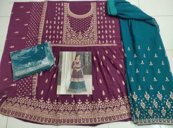  Blooming Georgatte With Embriodery Siquance work Plazzo Suit Designer Plazzo Salwar Suits Wholesale