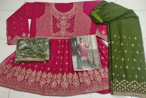  Blooming Georgatte With Embriodery Siquance work Plazzo Suit Designer Plazzo Salwar Suits Wholesale