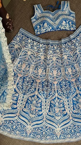 Blue Taffeta Silk  Heavy Coding Work Designer Lehenga Choli Designer Lehenga Choli