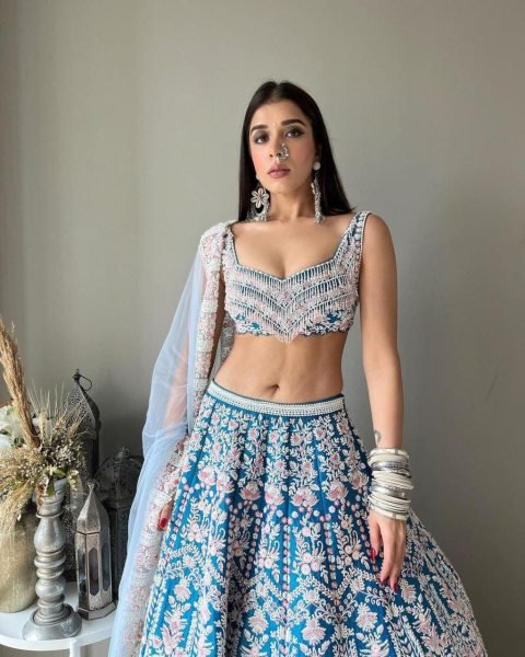 Blue Taffeta Silk  Heavy Coding Work Designer Lehenga Choli Designer Lehenga Choli