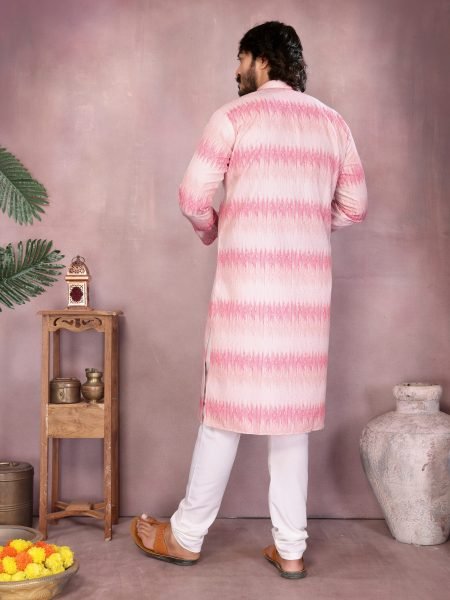 Blush Pink Cotton Printed Kurta Set For Wedding Look  Kurta Pajama Wholesale