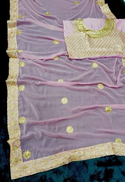 BollyWood Embroidery And Sequence Work Georgette Saree  Bollywood Fancy Sarees Wholesale