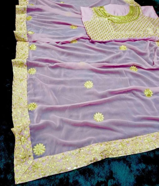 BollyWood Embroidery And Sequence Work Georgette Saree  Bollywood Fancy Sarees Wholesale