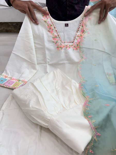 Bollywood Style Multicolor Embroidered Sharara Set in Banana Cotton Ready to Wear Party Palazzo Suit at Wholesale Price Ready To Wear Collection