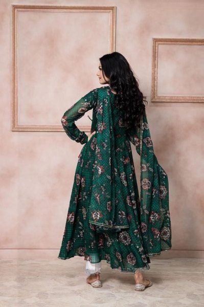 Bottel Green Georgette Butti Kurti With Dupatta Kurti With Dupatta Wholesale