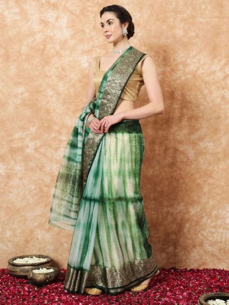 Breathtaking Kora Organza Jacquard Saree with Soft Sibori Design and Zari Work Organza Sarees Wholesale