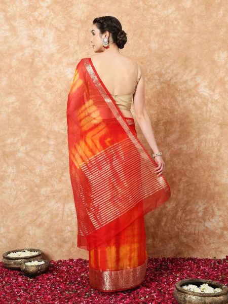 Breathtaking Kora Organza Jacquard Saree with Soft Sibori Design and Zari Work Organza Sarees Wholesale