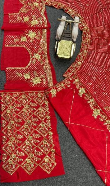 Bridal Lehenga in Chinon Silk with Heavy Sequins Embroidery and 4 Meter Flare     Semi Stitched Wedding Lehenga Set Designer Lehenga Choli