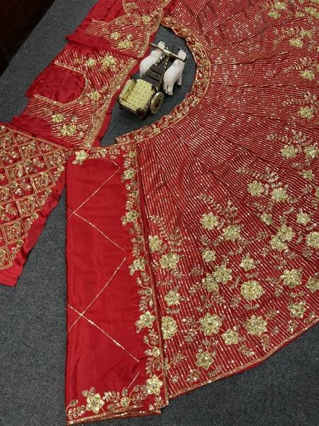 Bridal Lehenga in Chinon Silk with Heavy Sequins Embroidery and 4 Meter Flare     Semi Stitched Wedding Lehenga Set Designer Lehenga Choli