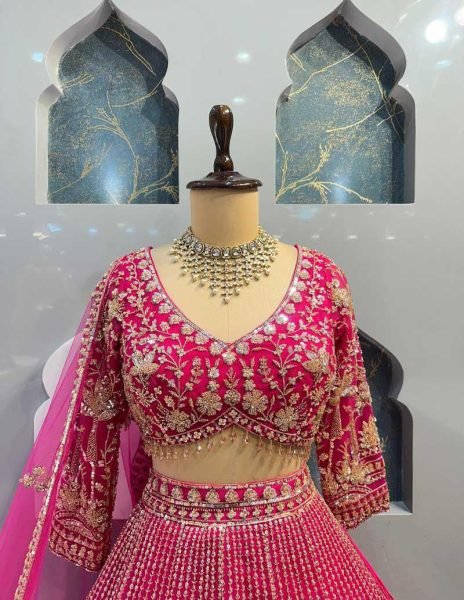 Bridal Partywear Look in Pink Soft Net Lehenga with Sequins & Dupatta Wedding Ready Style Designer Lehenga Choli