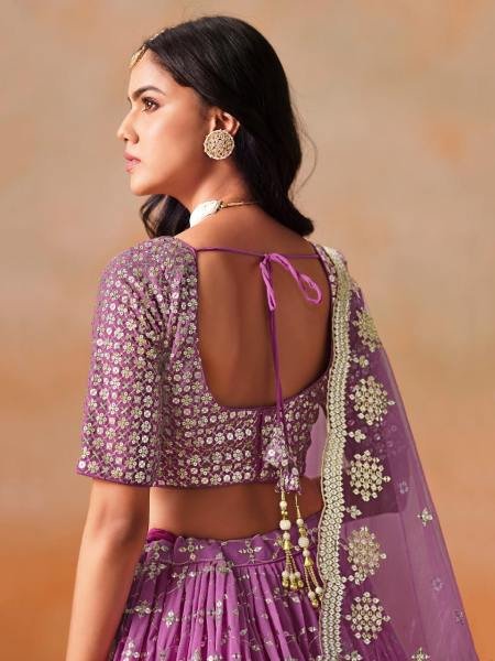 Bridal Rani Pink Ombre Georgette Lehenga with Silver Zari   Sequin Embroidery at Best Rates Bridal Lehenga Choli
