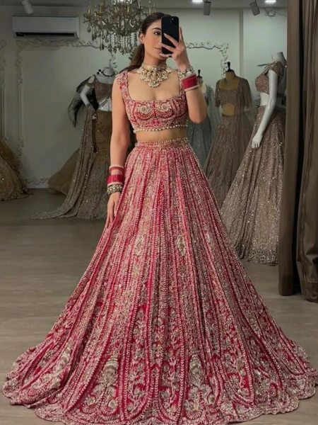 Bridal Special Latest  Designer Red Silk Lehenga Choli   Bridal Lehenga Choli