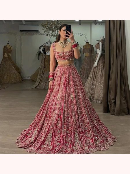 Bridal Special Latest  Designer Red Silk Lehenga Choli   Bridal Lehenga Choli