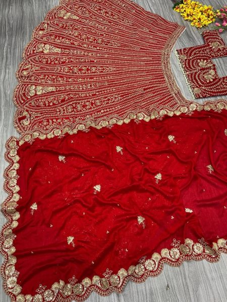 Bridal Special Latest  Designer Red Silk Lehenga Choli   Bridal Lehenga Choli