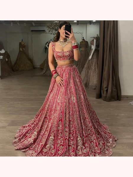 Bridal Special Latest  Designer Red Silk Lehenga Choli   Bridal Lehenga Choli