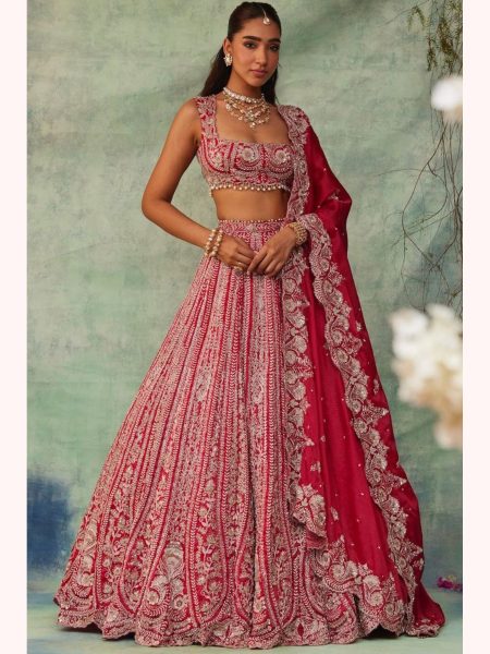 Bridal Special Latest  Designer Red Silk Lehenga Choli   Bridal Lehenga Choli