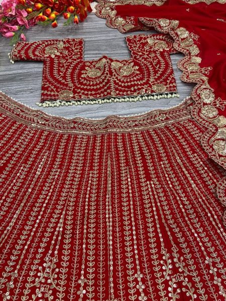 Bridal Special Latest  Designer Red Silk Lehenga Choli   Bridal Lehenga Choli