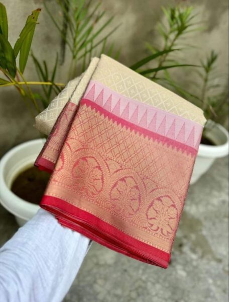 Bridal  Wear Banarasi Silk Saree With Multi Woven Border Banarasi Saree Wholesale