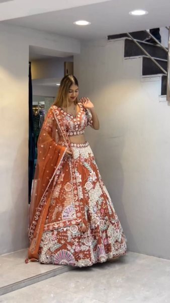 Bridal Wear Butterfly Net Sequence Embroidery Work Lehenga Choli Designer Lehenga Choli
