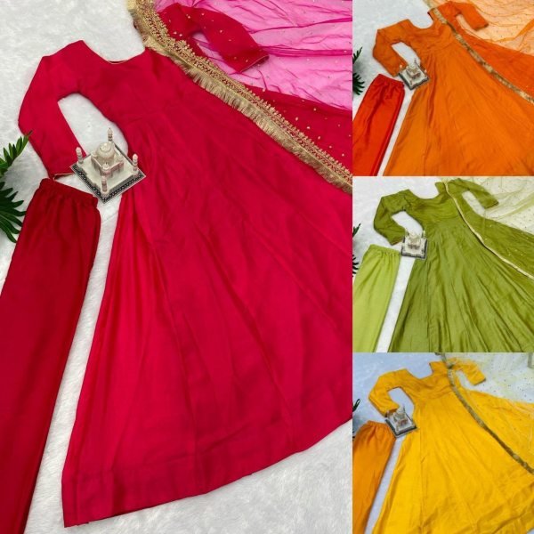Bridesmaids Designer Anarkali Frock Gowns With Heavy Net Duppata  Ready To Wear Collection