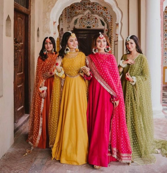 Bridesmaids Designer Anarkali Frock Gowns With Heavy Net Duppata  Ready To Wear Collection
