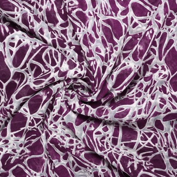 Burgundy And White Abstract Pattern Digital Print Georgette Fabric Digital print 