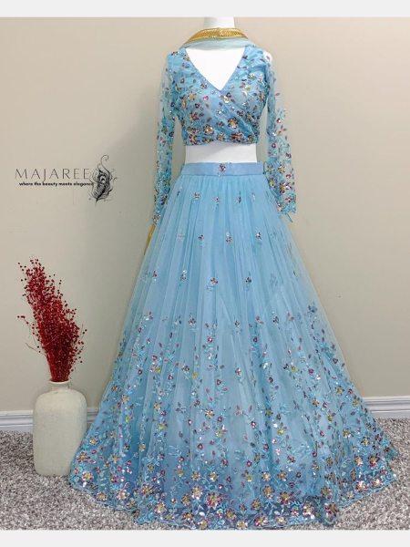 Butterfly Mono Net Lehenga Choli With Sequence Work  Designer Lehenga Choli