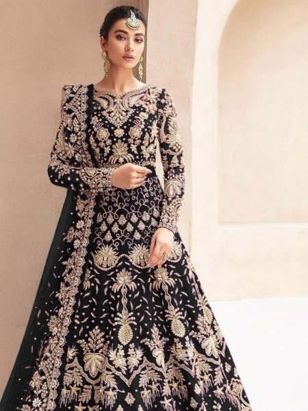 Butterfly Net Black Bridal Wear Heavy Embroidery Work Anarkali Suit at Low Price Wedding Bridal Dress Wholesale