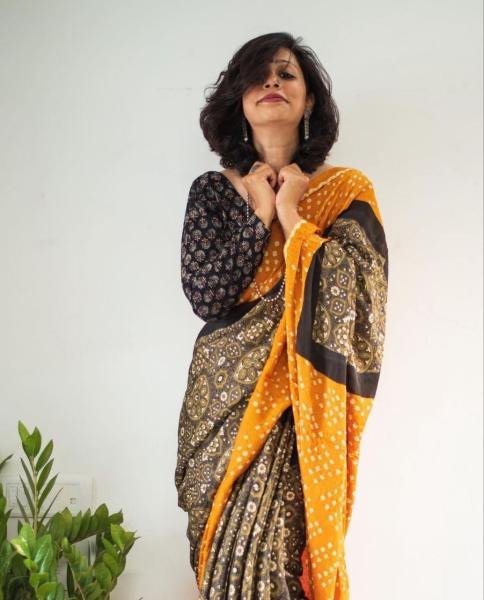 Buy Ajrakh Print Muslin Cotton Sarees Online At Wholesale Rates Printed Cotton Sarees Wholesale