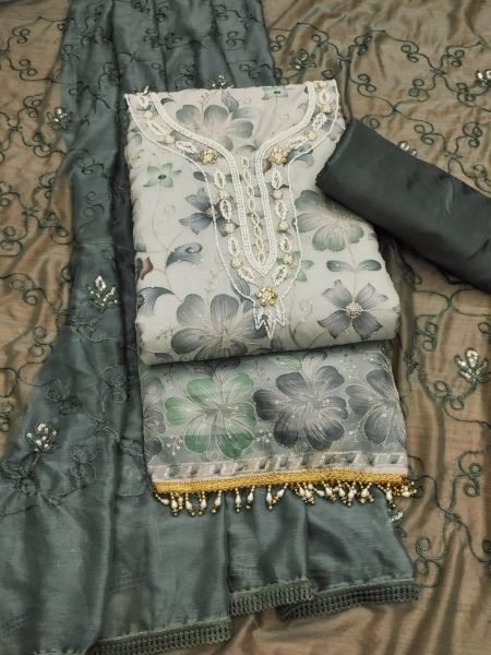 Buy Amazing  Green Color Pure Organza  Dress Material  Color Set Matching Dress Material Wholesale