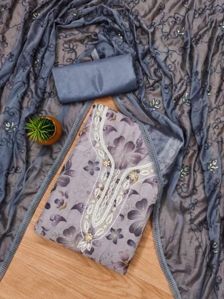  Buy Amazing  Lavender Color Pure Organza  Dress Material  Color Set Matching Dress Material Wholesale
