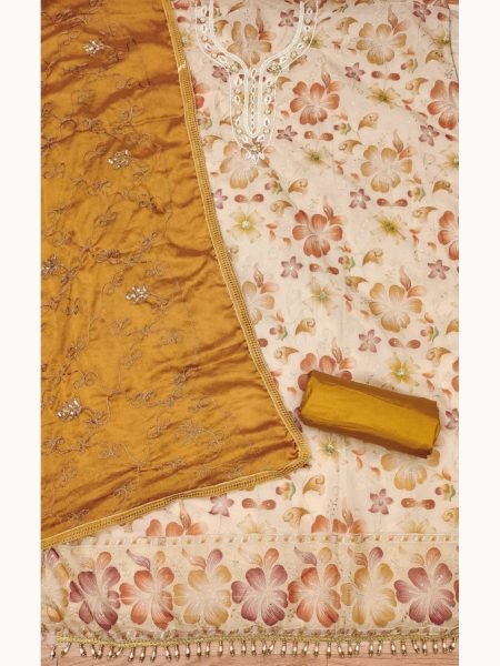  Buy Amazing  Yellow Color Pure Organza  Dress Material  Color Set Matching Dress Material Wholesale