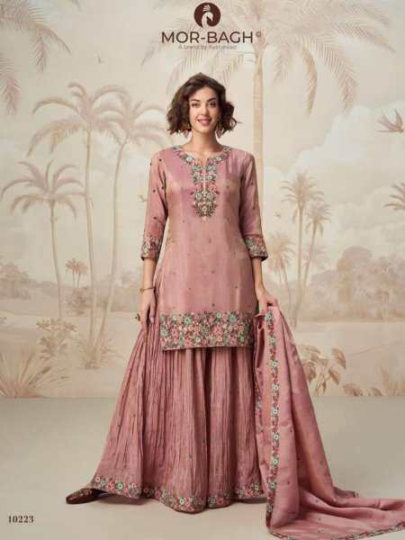 Buy At Lowest Price to This Organza Simmer Silk Set with Intricate Embroidery Craftsmanship 