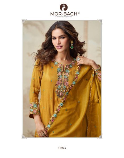Buy At Lowest Price to This Organza Simmer Silk Set with Intricate Embroidery Craftsmanship Pakistani Suits Wholesale
