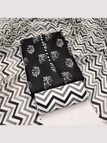Buy Black Color Cotton Slub Print Dress Material Collection At Wholesale Rate Color Set Matching Dress Material Wholesale