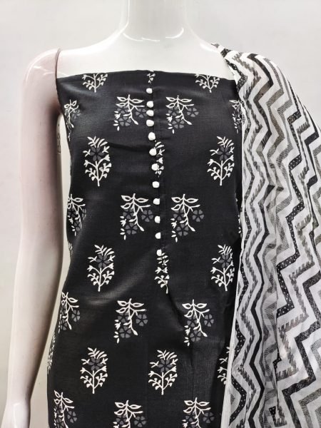 Buy Black Color Cotton Slub Print Dress Material Collection At Wholesale Rate Color Set Matching Dress Material Wholesale