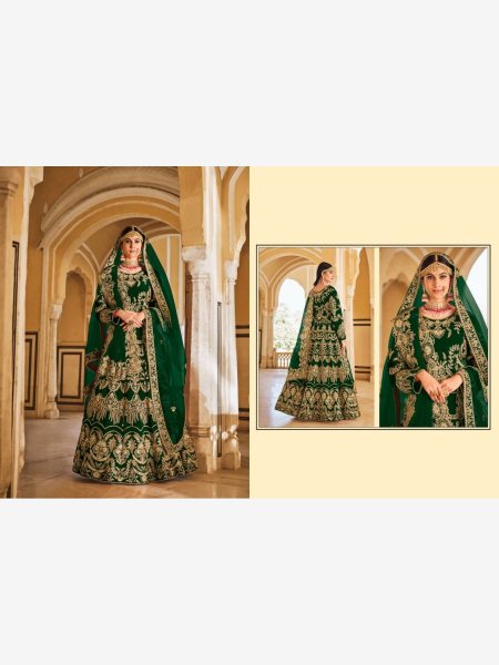 Buy Bridal Green Special Heavy Velvet Lehenga Choli  Bridal Lehenga Choli