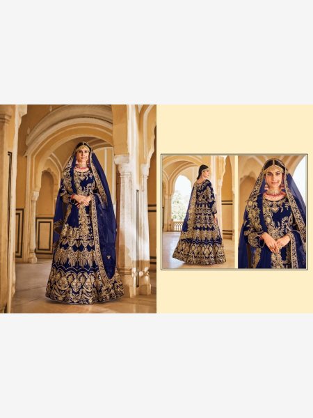 Buy Bridal  Blue Special Heavy Velvet Lehenga Choli  Bridal Lehenga Choli