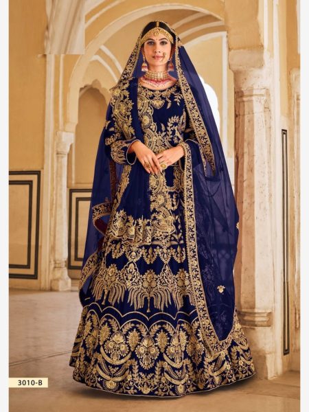 Buy Bridal  Blue Special Heavy Velvet Lehenga Choli  Bridal Lehenga Choli