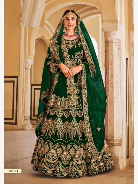 Buy Bridal Green  Special Heavy Velvet Lehenga Choli  Bridal Lehenga Choli