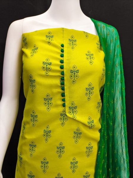 Buy  Cotton Yellow Color Slub Print Dress Material Collection At Wholesale Rate Color Set Matching Dress Material Wholesale