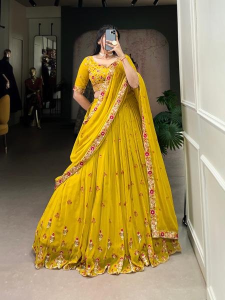 Buy Georgette Lehenga Choli for Women with Sequins & Thread Work At Manufacturer Rate Designer Lehenga Choli