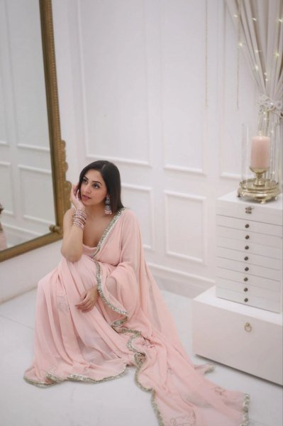 Buy Georgette Saree Hand And Butta Work With Readyment Lace Georgette Sarees Wholesale
