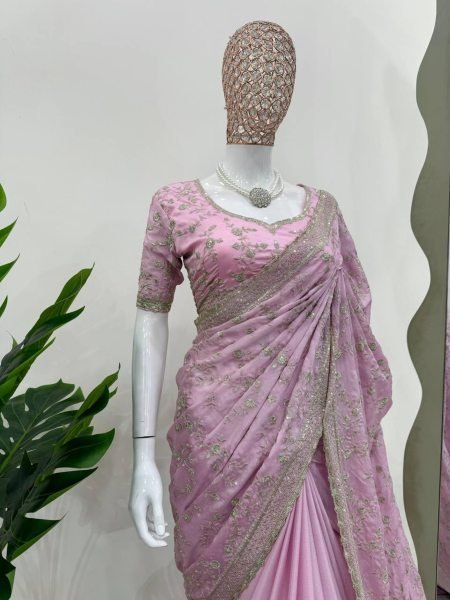 Buy Heavy Chinon Silk sarees with sequence work  Silk Sarees Wholesale