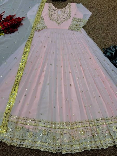 Buy Heavy Faux Georgette With Embroidery Work Gown With Dupatta Ready To Wear Collection